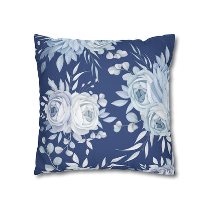 Blue Flowers Square Pillow Case