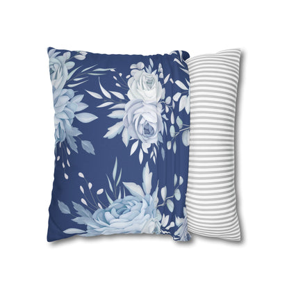 Blue Flowers Square Pillow Case