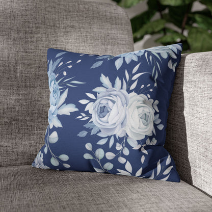 Blue Flowers Square Pillow Case