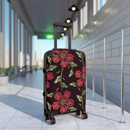 Flowers Suitcase Carry-On Travel Luggage - 360° Swivel Wheels, Built-In Lock