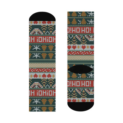 Ho Ho Ho Cushioned Crew Socks for Christmas or Holidays