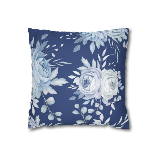 Blue Flowers Square Pillow Case