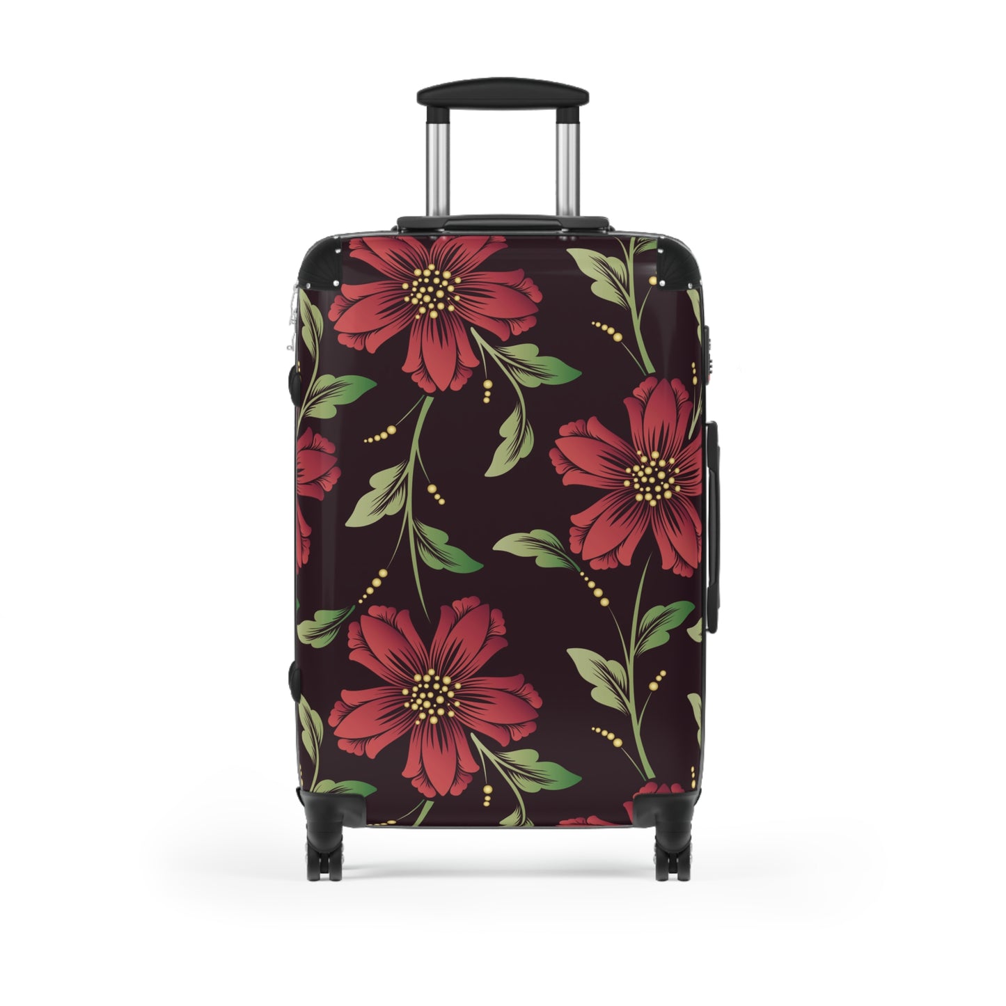 Flowers Suitcase Carry-On Travel Luggage - 360° Swivel Wheels, Built-In Lock