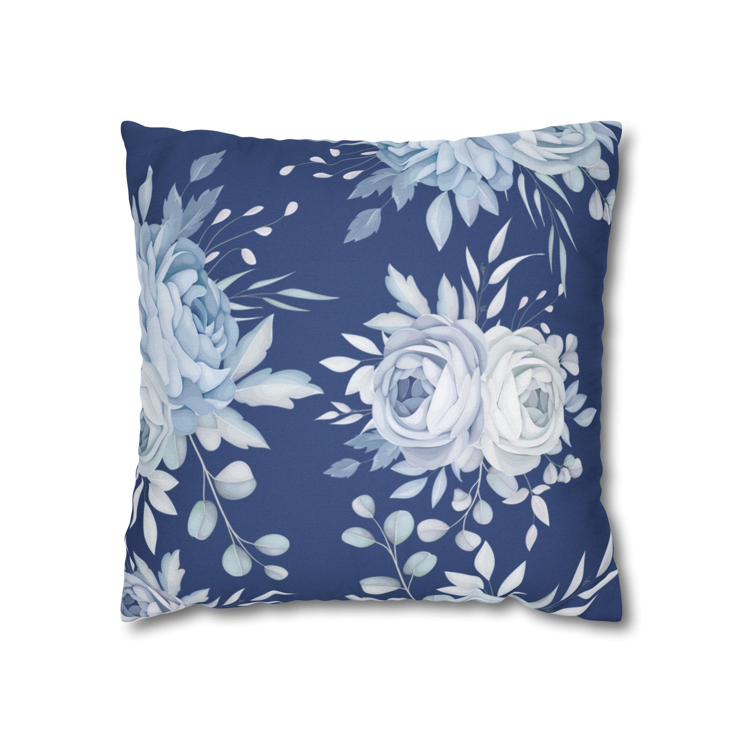 Blue Flowers Square Pillow Case