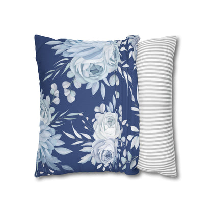 Blue Flowers Square Pillow Case