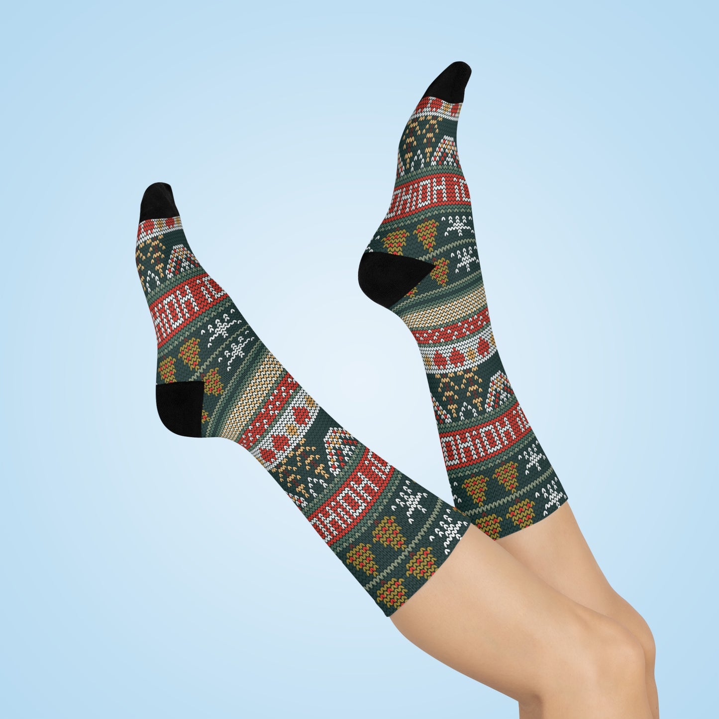 Ho Ho Ho Cushioned Crew Socks for Christmas or Holidays