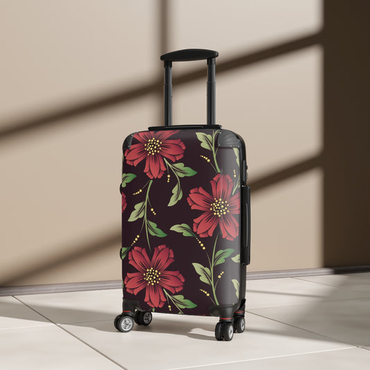 Flowers Suitcase Carry-On Travel Luggage - 360° Swivel Wheels, Built-In Lock