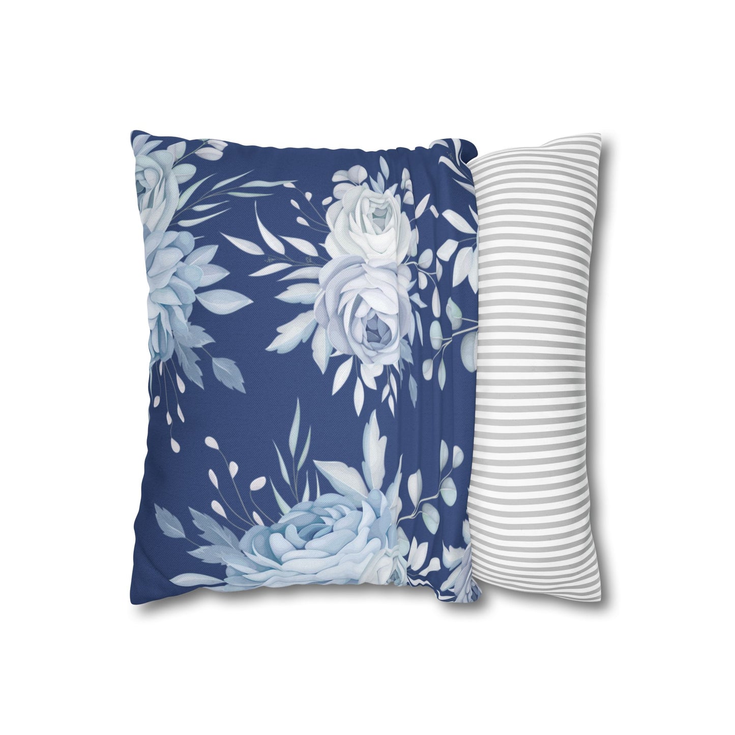 Blue Flowers Square Pillow Case