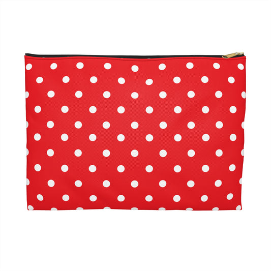 Travel Toiletry Makeup Bag - Red and White Polka Dot Accessory Pouch