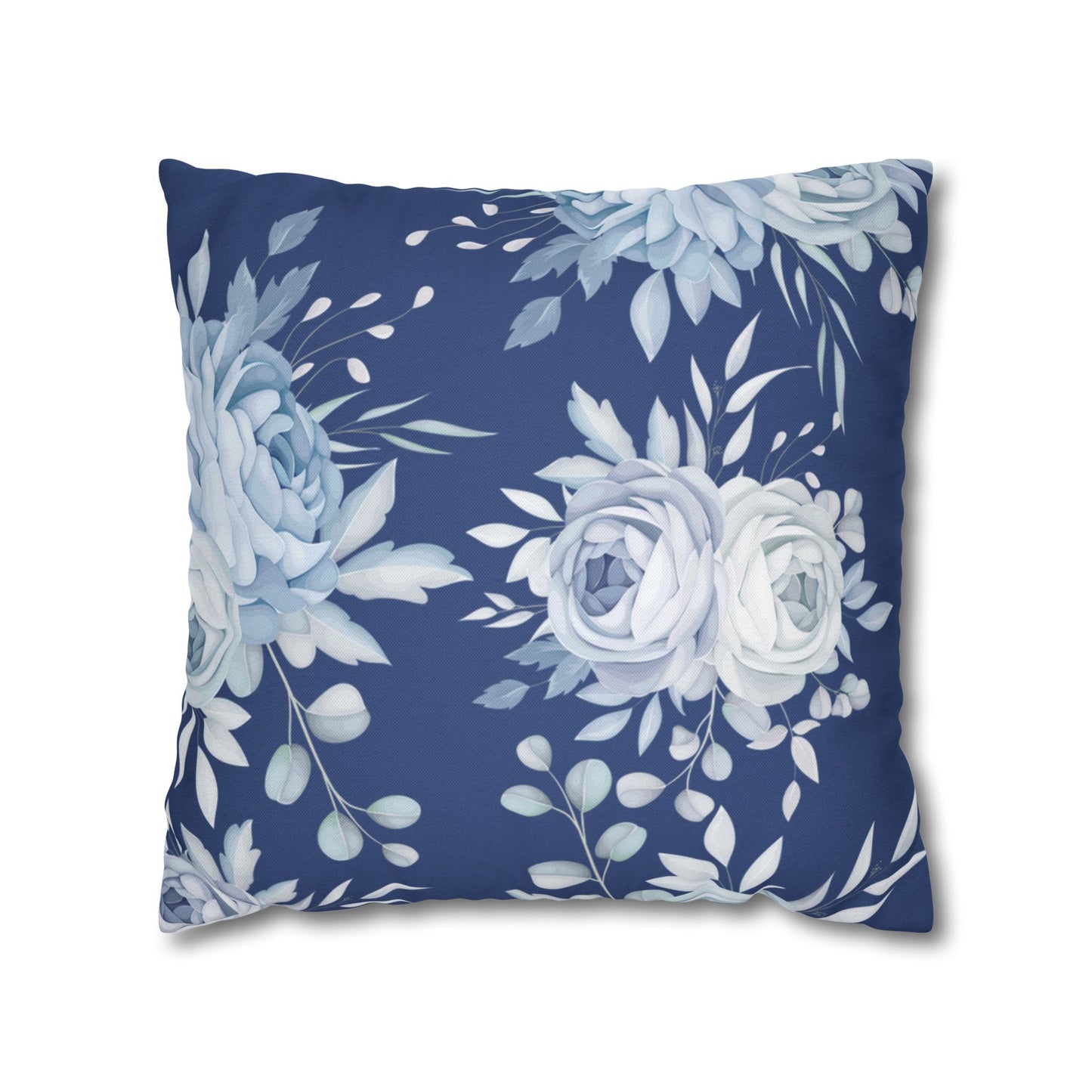 Blue Flowers Square Pillow Case