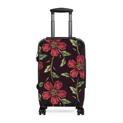 Flowers Suitcase Carry-On Travel Luggage - 360° Swivel Wheels, Built-In Lock