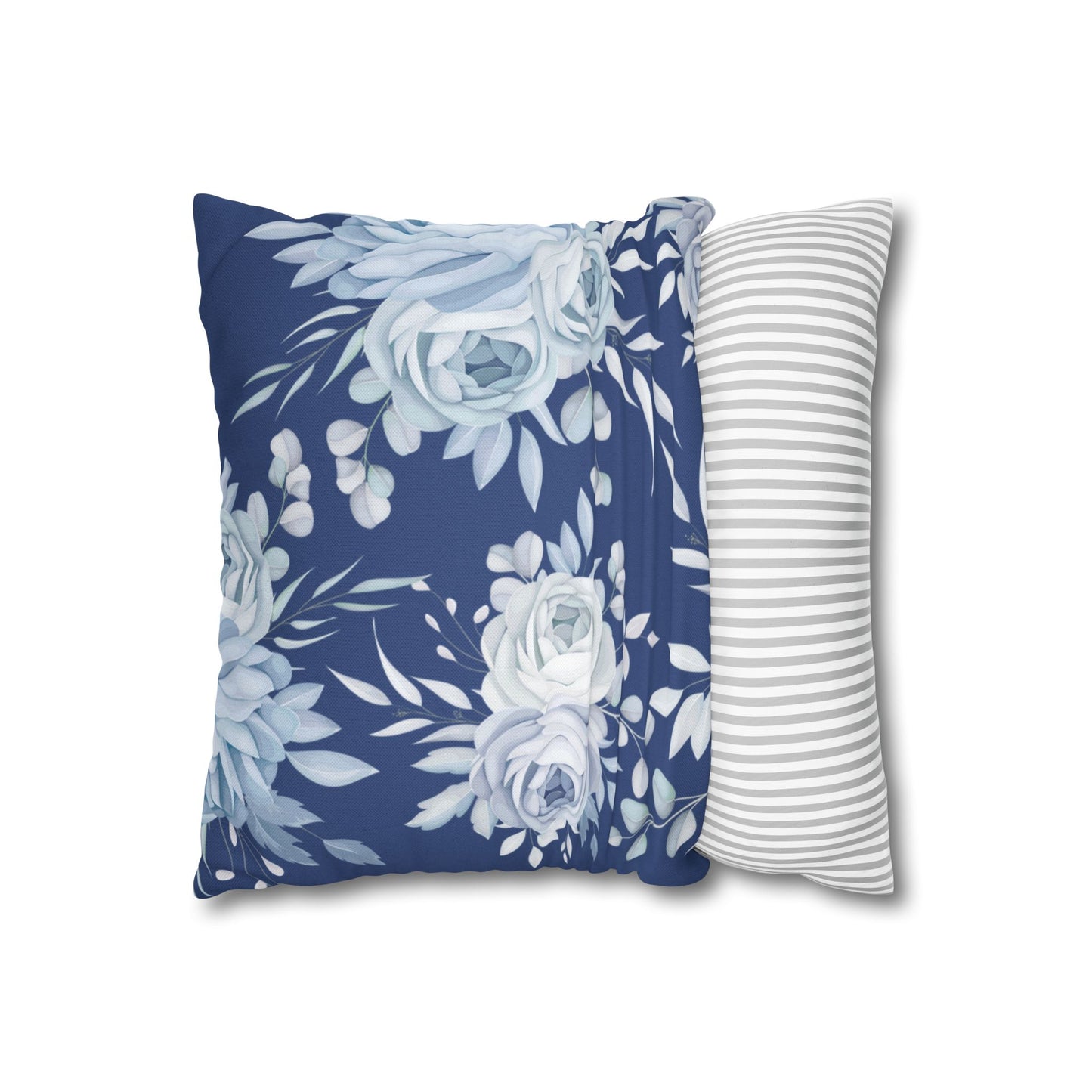 Blue Flowers Square Pillow Case