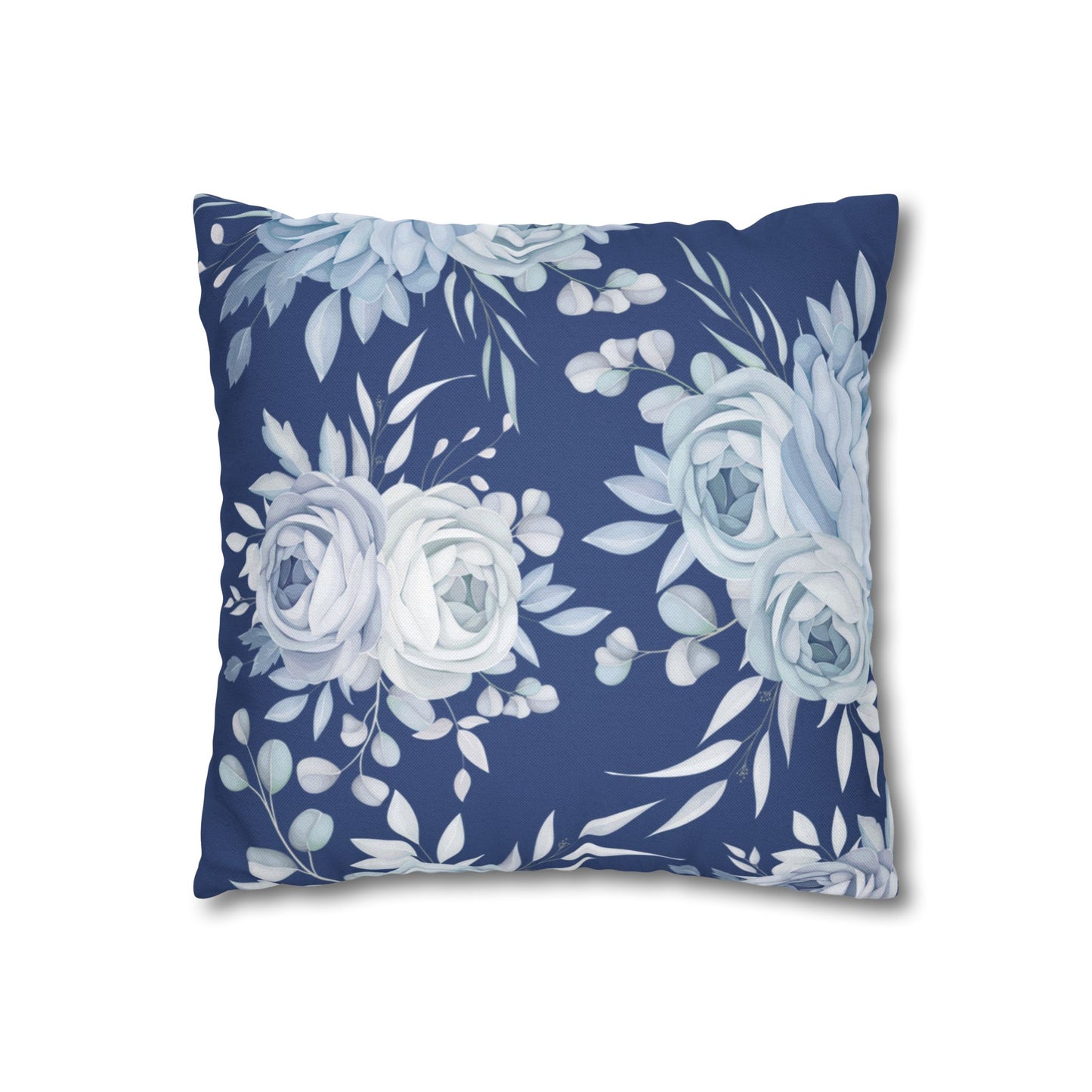 Blue Flowers Square Pillow Case