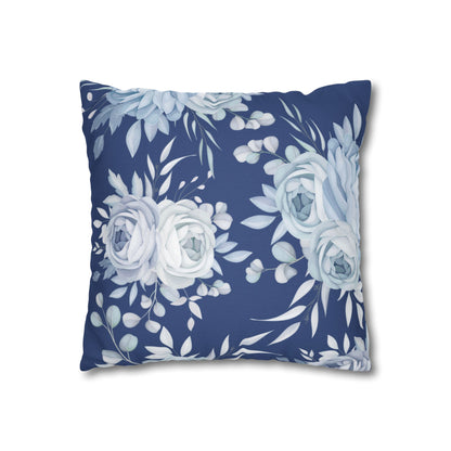 Blue Flowers Square Pillow Case