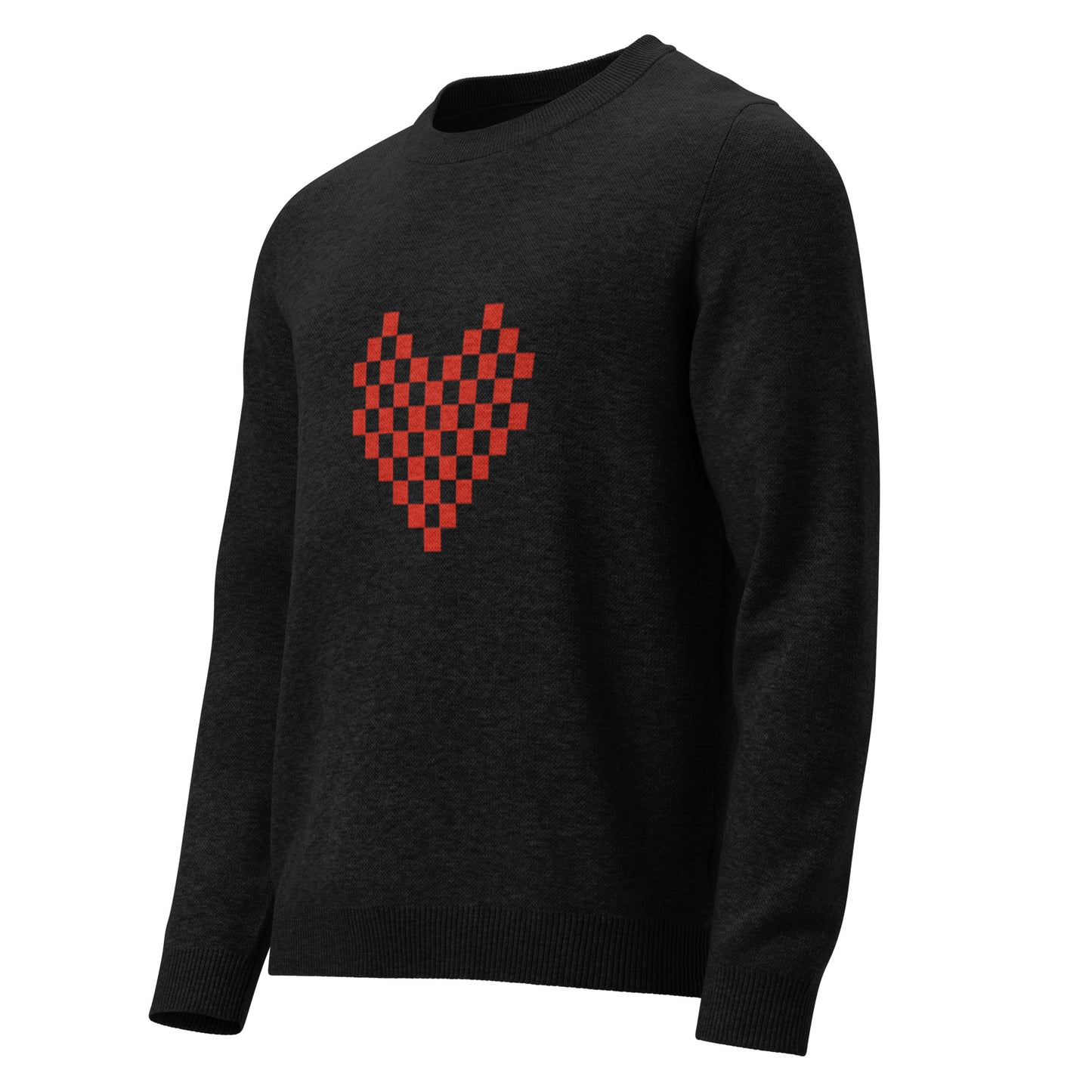 Pixelated Heart Knitted Crew Neck sweater